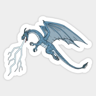 Blue Dragon Spitting Lightning Sticker